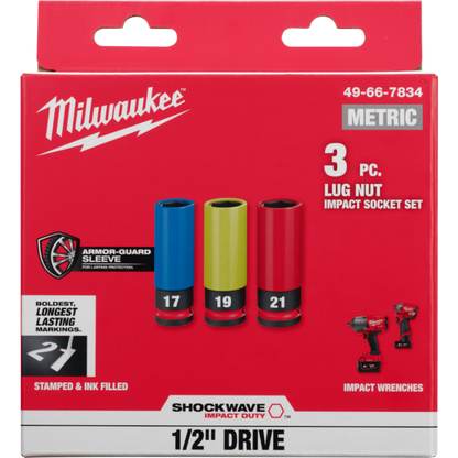 SHOCKWAVE IMPACT DUTY ホイールナット用インパクトソケットセット 1/2インチ（12.7mm）角 (17,19,21mm)