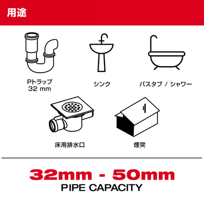 M12 FUEL™ 高速配管清掃機 (32mm - 50mm)