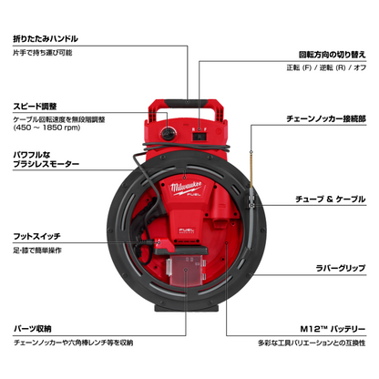 M12 FUEL™ 高速配管清掃機 (32mm - 50mm)