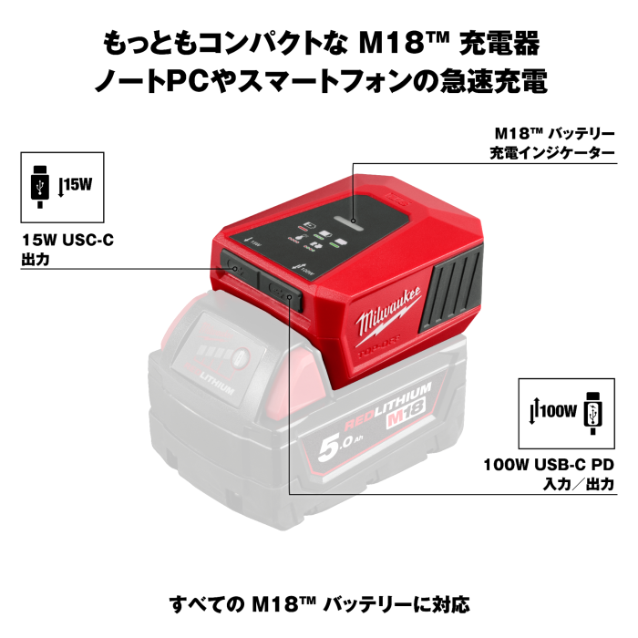 M18™ TOP-OFF USB-C 充電器